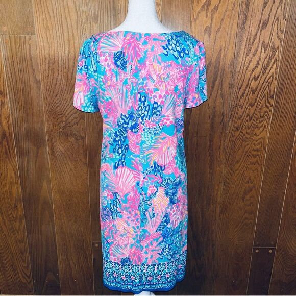 Lilly Pulitzer V Neck Sophiletta Dress Fished My Wish Multi EUC UPF 50 + LG - Picture 4 of 10